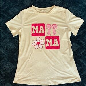 SHEIN Cream and Pink Graphic Tee